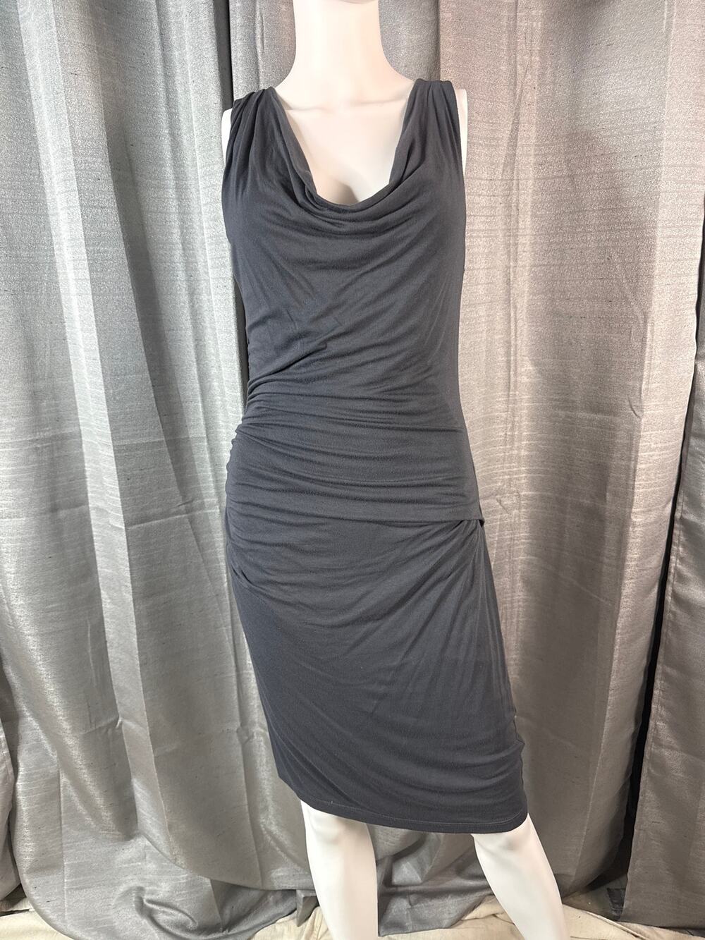 Saks RED Grey Cotton Jersey Cocktail Dress Sz S-M